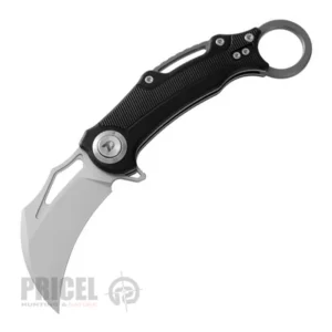 Сгъваем нож DREAMTECH D4221AB, черна дръжка, 14C28N, алуминиев цвят на острието Hawkbill Flipper и гладко острие